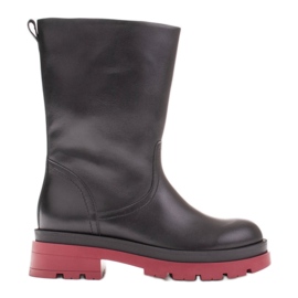 Marco Shoes Licowe botki na traperze czarne