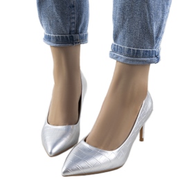 Srebrne czółenka na szpilce Byatt srebrny