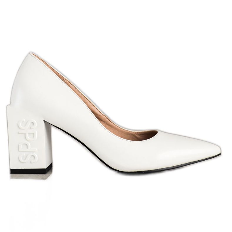 S. BARSKI Czółenka Z Kwadratowym Obcasem S.BARSKI białe