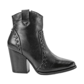Czarne botki na słupku Mero