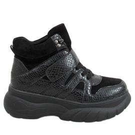 Buty na wysokiej podeszwie KL-771 Black czarne