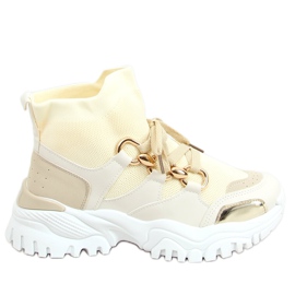 Buty sportowe skarpetkowe beżowe 85-736 Beige beżowy