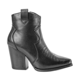 Czarne botki na słupku Forte