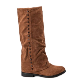 Kamelowe kozaki na krytyk koturnie Colorado brązowe
