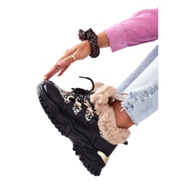 Damskie Ocieplane Sportowe Buty Czarne Heart Beats