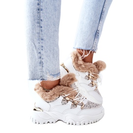 Damskie Ocieplane Sportowe Buty Białe Heart Beats