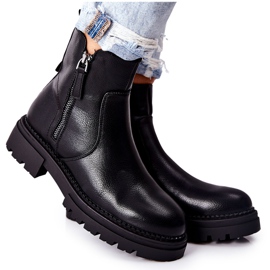 PE1 Wysokie Botki Z Suwakami Czarne Silvan