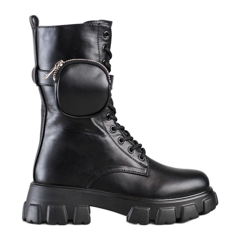 Bestelle Modne Botki Glany Z Kieszonką czarne