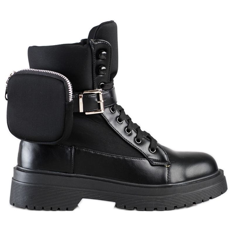 WELLSPRING Wygodne Botki Z Kieszonką czarne