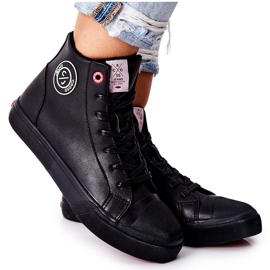 Damskie Ocieplane Trampki Cross Jeans Wysokie Czarne II2R4009C