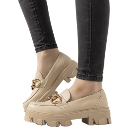 Beżowe mokasyny na wysokiej podeszwie Reyna beżowy