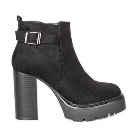 Czarne botki na słupku Katie