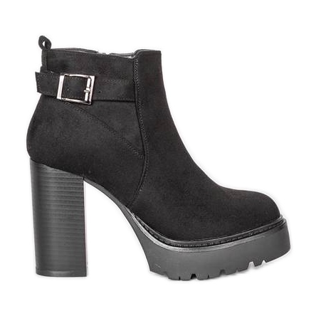 Czarne botki na słupku Katie