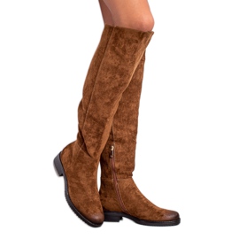 Casualowe Zamszowe Kozaki VINCEZA brązowe