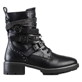 Cm Paris Workery Z Ozdobnymi Paskami czarne