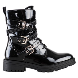 Erynn Czarne Workery Z Ozdobnymi Sprzączkami