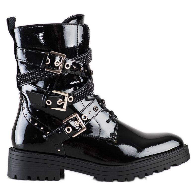 Erynn Czarne Workery Z Ozdobnymi Sprzączkami