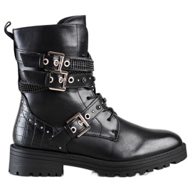 Erynn Czarne Workery Z Ozdobnymi Sprzączkami