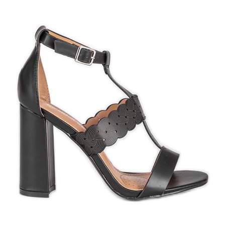 Czarne sandały na słupku Like A Woman