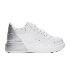 Białe buty sportowe ze srebrną cholewką Run