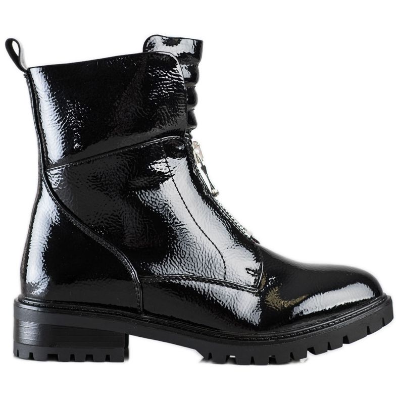 Erynn Lakierowane Workery Na Suwak czarne