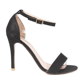 Czarne sandały na szpilce Silver Night