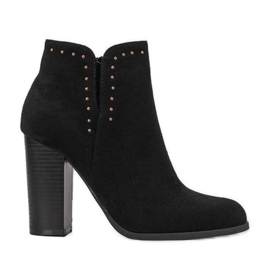 Czarne botki na słupku Cosette