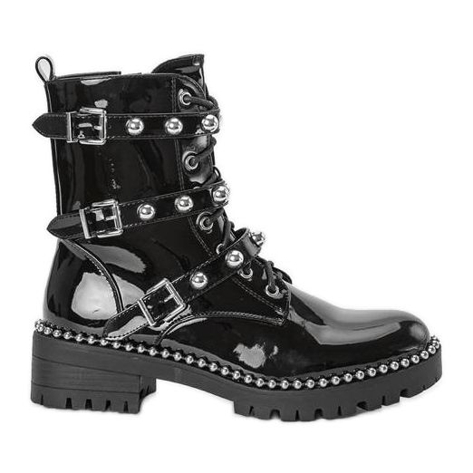 Czarne zdobione workery Esther