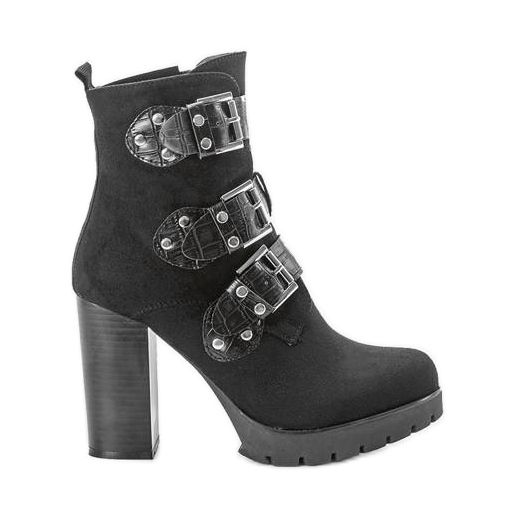 Czarne botki na słupku Corgi