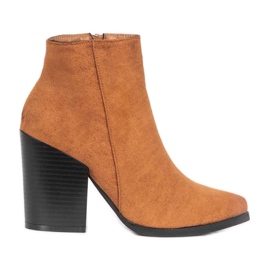 Brązowe botki na słupku Mia