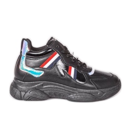 Czarne ugly shoes na grubej podeszwie Lexi wielokolorowe