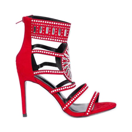 * producent niezdefiniowany Czerwone sandały na szpilce Tisha białe
