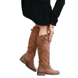 Brązowe płaskie kozaki Louise