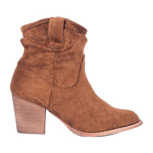 Brązowe botki na słupku Lea