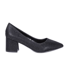 Czarne świecące czółenka na słupku Laity