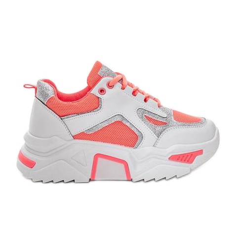 Różowe neonowe sneakersy Bling! Bling! białe