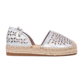 Srebrne espadryle ażurowe Peekaboo srebrny szare