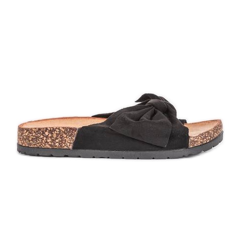 Czarne klapki z kokardą Sunny