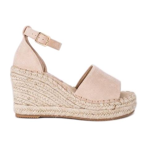 Beżowe espadryle na koturnie Holiday Vibes beżowy