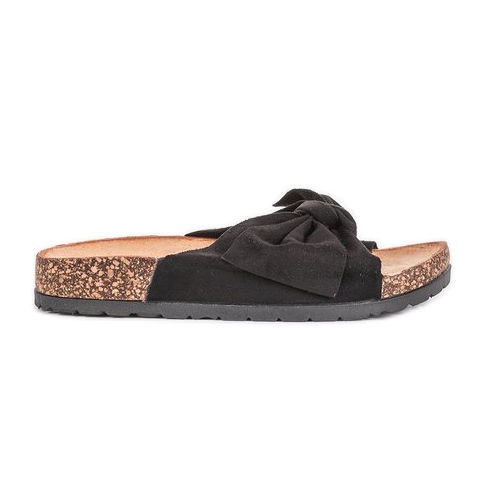 Czarne klapki z kokardą Sunny