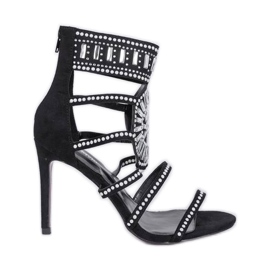 Czarne sandały na szpilce Tisha