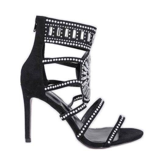 Czarne sandały na szpilce Tisha