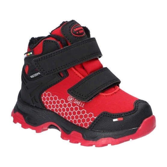 American Club Trzewiki dziecięce sportowe softshell z membraną Czerwono-czarne czerwone