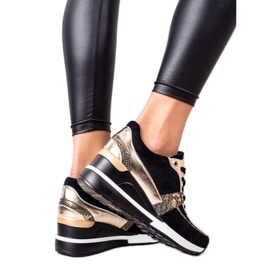 Czarno-złote Sneakersy VINCEZA czarne złoty