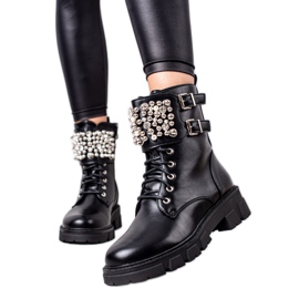 Seastar Stylowe Workery Z Dżetami czarne