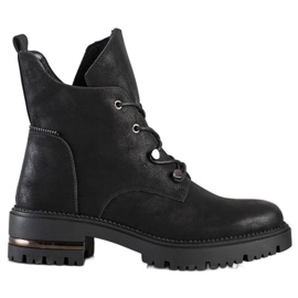 Modne Sznurowane Workery Sergio Leone czarne