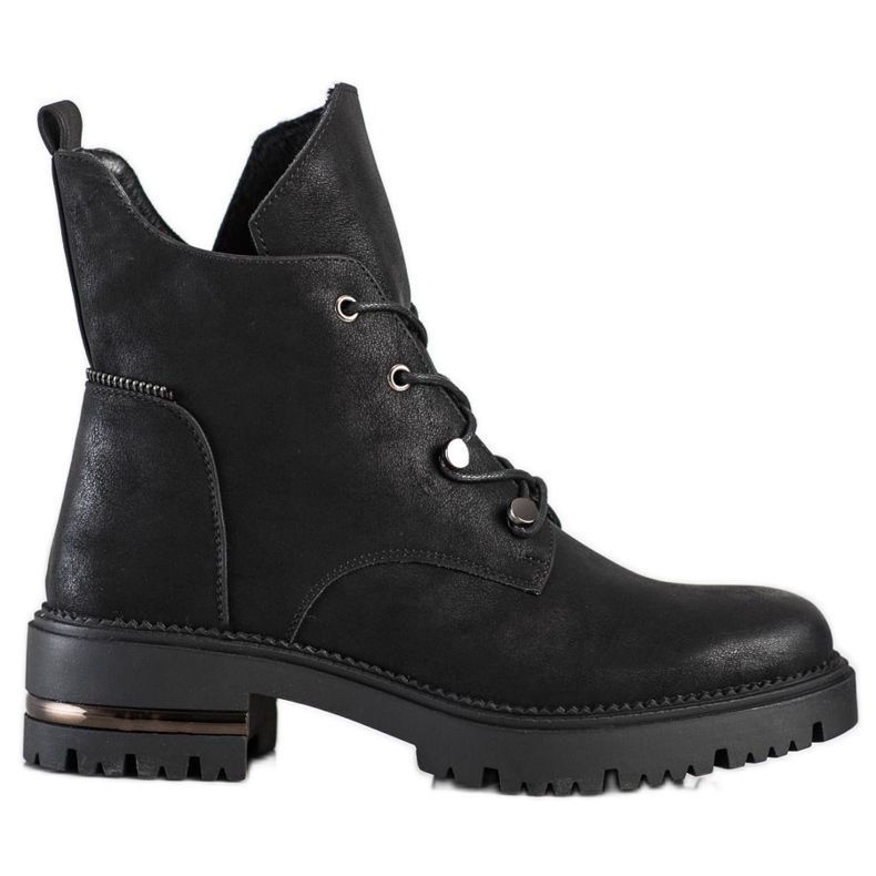 Modne Sznurowane Workery Sergio Leone czarne