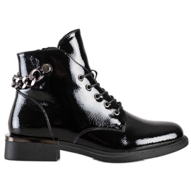 Eleganckie Lakierowane Botki Sergio Leone czarne