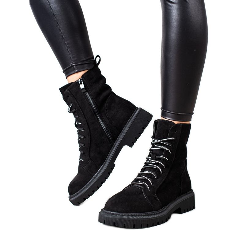 Goodin Zamszowe Botki Trapery czarne