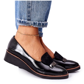 Lakierowane Półbuty Na Koturnie POTOCKI 12032 Czarne